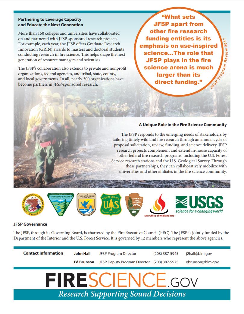 Joint Fire Science Program Fact Sheet Page 2